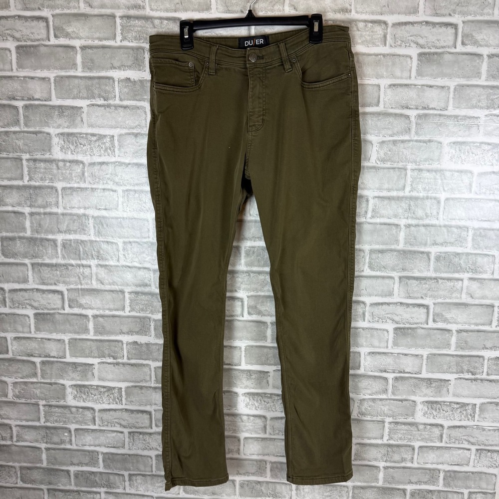 DU/ER Mens N2X Relaxed Fit Pants Olive Green Performance 5-Pocket 34 x 32 N2X11